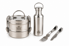 Load image into Gallery viewer, Premium Stainless Steel Lunch Kit Bundle | 2-Tier Tiffin, 750ml Water Bottle & Cutlery Set
