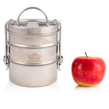 Lade das Bild in den Galerie-Viewer, 3 Tier Medium Tiffin mit Thermal Green Leafy Tiffin Bag