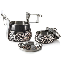 Lade das Bild in den Galerie-Viewer, Blaue 3-stufige handbemalte Pyramide Tiffin