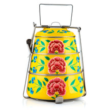 Lade das Bild in den Galerie-Viewer, Grüne 3-stufige handbemalte Pyramide Tiffin