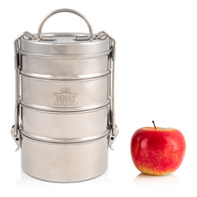 Load image into Gallery viewer, 4 Tier Large Tiffin With Thermal Blue Leaf Tiffin Bag
