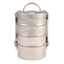 Load image into Gallery viewer, 4 Tier Large Tiffin With Thermal Blue Leaf Tiffin Bag
