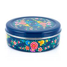Load image into Gallery viewer, Blue Flower Designed Handpainted Masala Dabba
