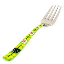 Load image into Gallery viewer, Set of Handpainted Cutlery in a Green Floral Pattern
