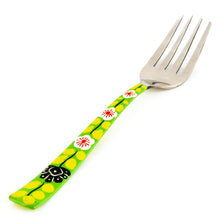 Load image into Gallery viewer, Set of Handpainted Cutlery in a Green Floral Pattern
