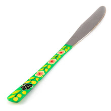 Load image into Gallery viewer, Set of Handpainted Cutlery in a Green Floral Pattern
