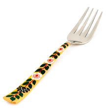 Load image into Gallery viewer, Set of Handpainted Cutlery in an Orange & Blue Floral Pattern