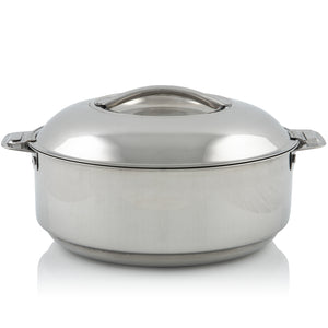 Stainless Steel Double Walled Insulated Food Serving Pot with Steel Lid (Medium)