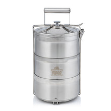 Load image into Gallery viewer, 3 Tier Indian-Tiffin Stainless Steel Eco-Box with 3 Piece Cutlery Set