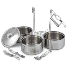 Load image into Gallery viewer, 3 Tier Indian-Tiffin Stainless Steel Eco-Box with 3 Piece Cutlery Set