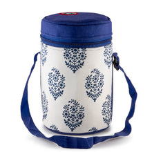 Load image into Gallery viewer, 4 Tier Large Tiffin With Thermal Blue Leaf Tiffin Bag