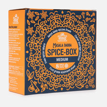 Load image into Gallery viewer, Filled Medium Indian Tiffin Masala Dabba, Clear Lid & Clear Lid Pots, with set of 7 Spice Pots