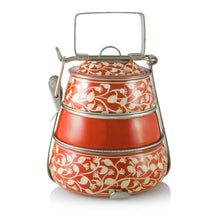 Laad de afbeelding in de galerijviewer,Oranje 3-laags handbeschilderde piramide Tiffin