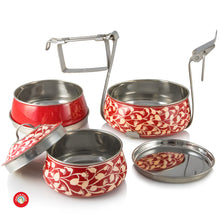 Laad de afbeelding in de galerijviewer,Oranje 3-laags handbeschilderde piramide Tiffin