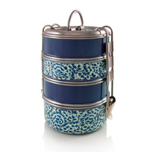 Lade das Bild in den Galerie-Viewer, Handbemalte Kashmiri Blue 4-Tier Tiffin
