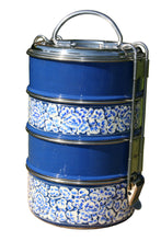 Lade das Bild in den Galerie-Viewer, Handbemalte Kashmiri Blue 4-Tier Tiffin