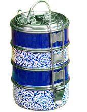 Lade das Bild in den Galerie-Viewer, Handbemalte Kashmiri Blue 4-Tier Tiffin