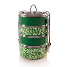 Lade das Bild in den Galerie-Viewer, Handbemalte Kashmiri Green 4-Tier Tiffin