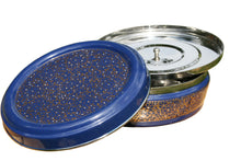 Load image into Gallery viewer, Blue & Gold Designed Handpainted Masala Dabba