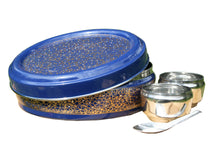 Load image into Gallery viewer, Blue & Gold Designed Handpainted Masala Dabba