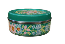 Load image into Gallery viewer, Green & Red Flower Handpainted Cookie Tin