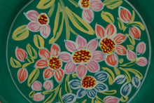 Load image into Gallery viewer, Green & Red Flower Handpainted Cookie Tin