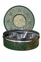 Carica l'immagine nel visualizzatore di Gallery, Masala Dabba dipinto a mano in oro e verde