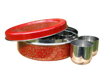 Carica l'immagine nel visualizzatore di Gallery, Masala Dabba dipinta a mano in oro e rosso