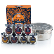 Load image into Gallery viewer, Filled Medium Indian Tiffin Masala Dabba, Clear Lid & Clear Lid Pots, with set of 7 Spice Pots