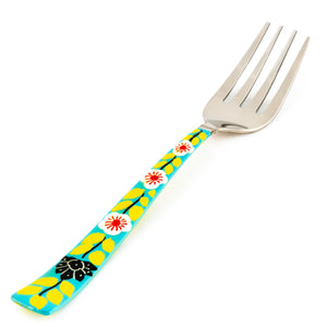 Set of Handpainted Cutlery in a Blue Floral Pattern