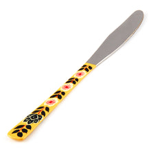 Load image into Gallery viewer, Set of Handpainted Cutlery in an Orange &amp; Blue Floral Pattern
