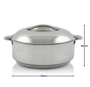 Stainless Steel Double Walled Insulated Food Serving Pot with Steel Lid (Large)