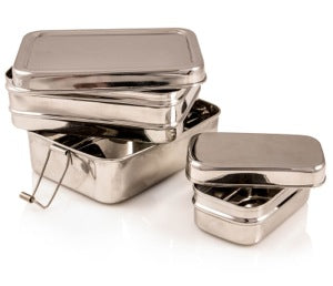 Stainless Steel Rectangular 3 Section Lunchbox - Giant
