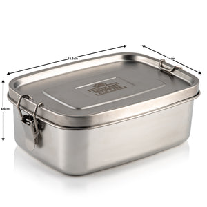 Stainless Steel Indian Tiffin Single Layer Rectangular Lunchbox (Large)