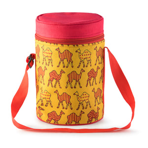4 Tier Tiffin With Thermal Camel Design Tiffin Bag