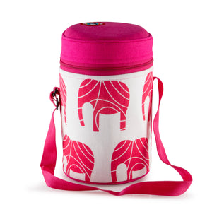 4 Tier Thermally Insulated Pink Elephant Tiffin Carrier