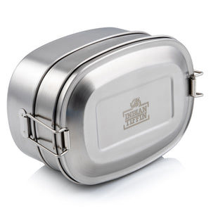 Stainless Steel Indian Tiffin Double Layer Rectangular Lunchbox