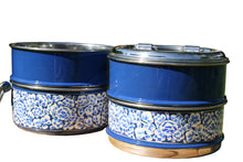 Cargar imagen en el visor de la galería, Tiffin azul de Cachemira pintado a mano de 4 niveles
