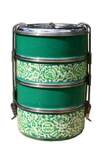 Charger l&#39;image dans la galerie, Tiffin vert du Cachemire peint à la main à 4 niveaux
