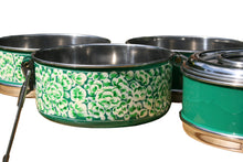 Load image into Gallery viewer, Handpainted Kashmiri Green 4-tier Tiffin
