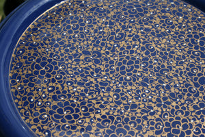 Blue & Gold Designed Handpainted Masala Dabba