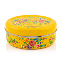 Load image into Gallery viewer, Yellow Flower Designed Handpainted Masala Dabba
