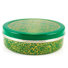 Load image into Gallery viewer, Green &amp; Gold Designed Handpainted Masala Dabba
