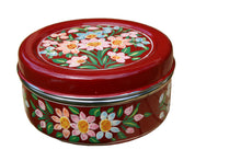 Load image into Gallery viewer, Red Flower Handpainted Cookie Tin
