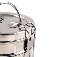 Load image into Gallery viewer, 3 Tier Large Tiffin With Thermal Blue Leaf Tiffin Bag
